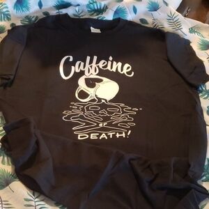 Black Graphic Tee with Caffeine Design